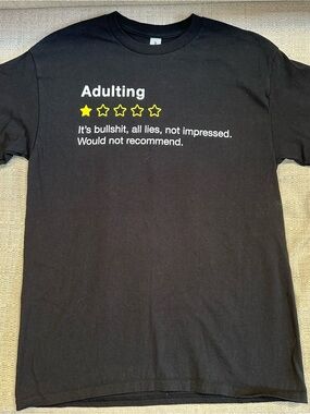 Gildan Black 'Adulting' Graphic Tee with Yellow Accent